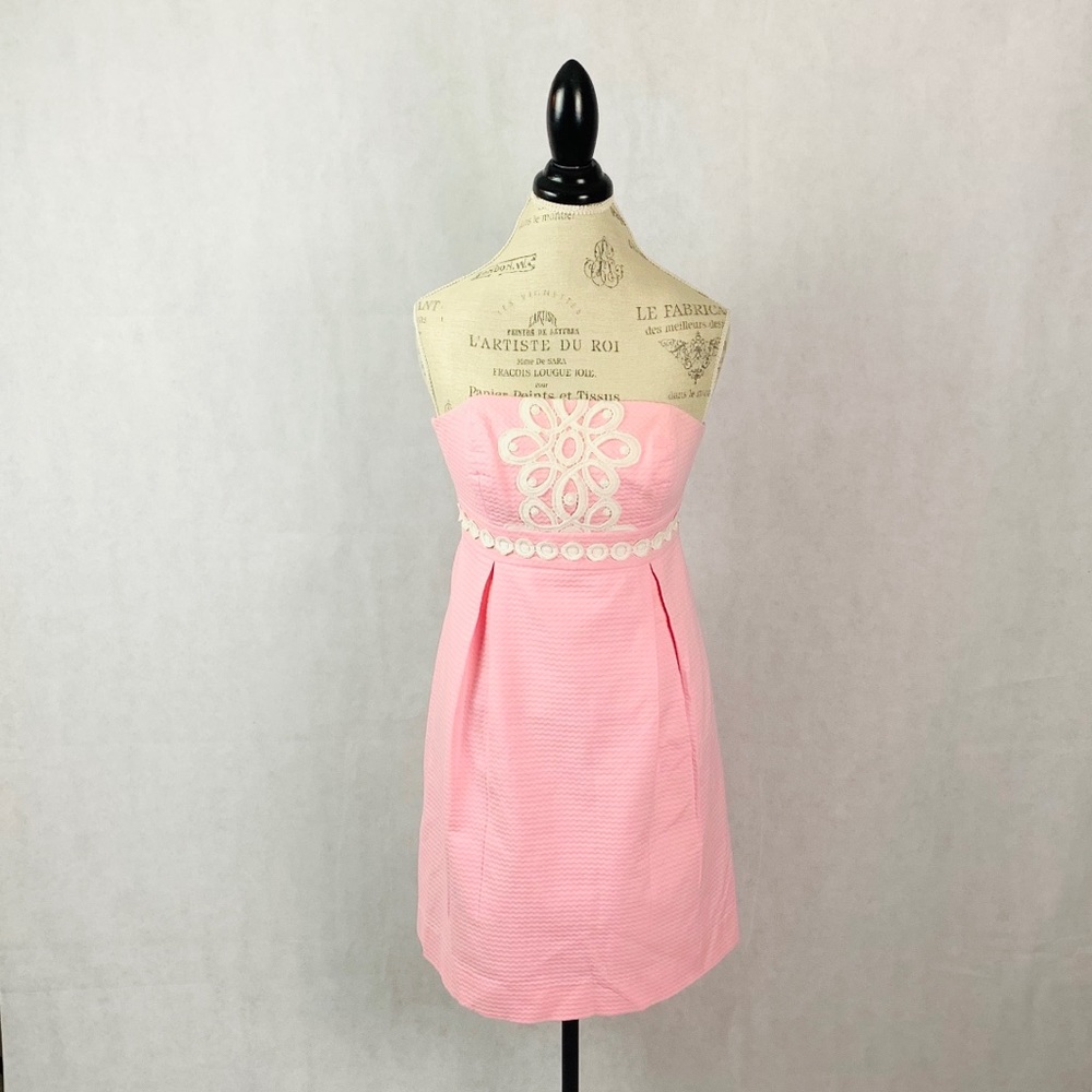 Lilly Pulitzer Pink White Strapless Dress Size 4